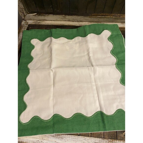 Folkulture Green Trim Throw Pillow Covers 18x18 in Set Of 2  Zipper Closure - Picture 2 of 6